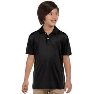 NWT HARRITON YOUTH BOY'S POLYESTER MOISRURE WICKING POLO SHIRT BLACK SMALL